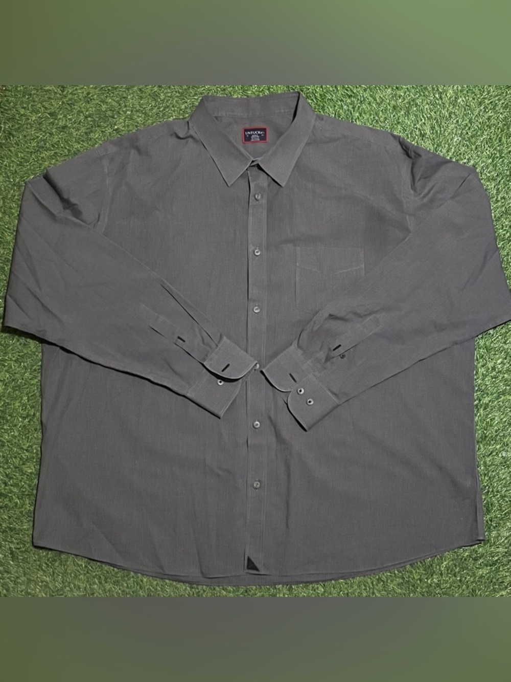 Untuckit Mens XXXLC Wrinkle Free Long Sleeve Button Down Shirt 100% Cotton Gray